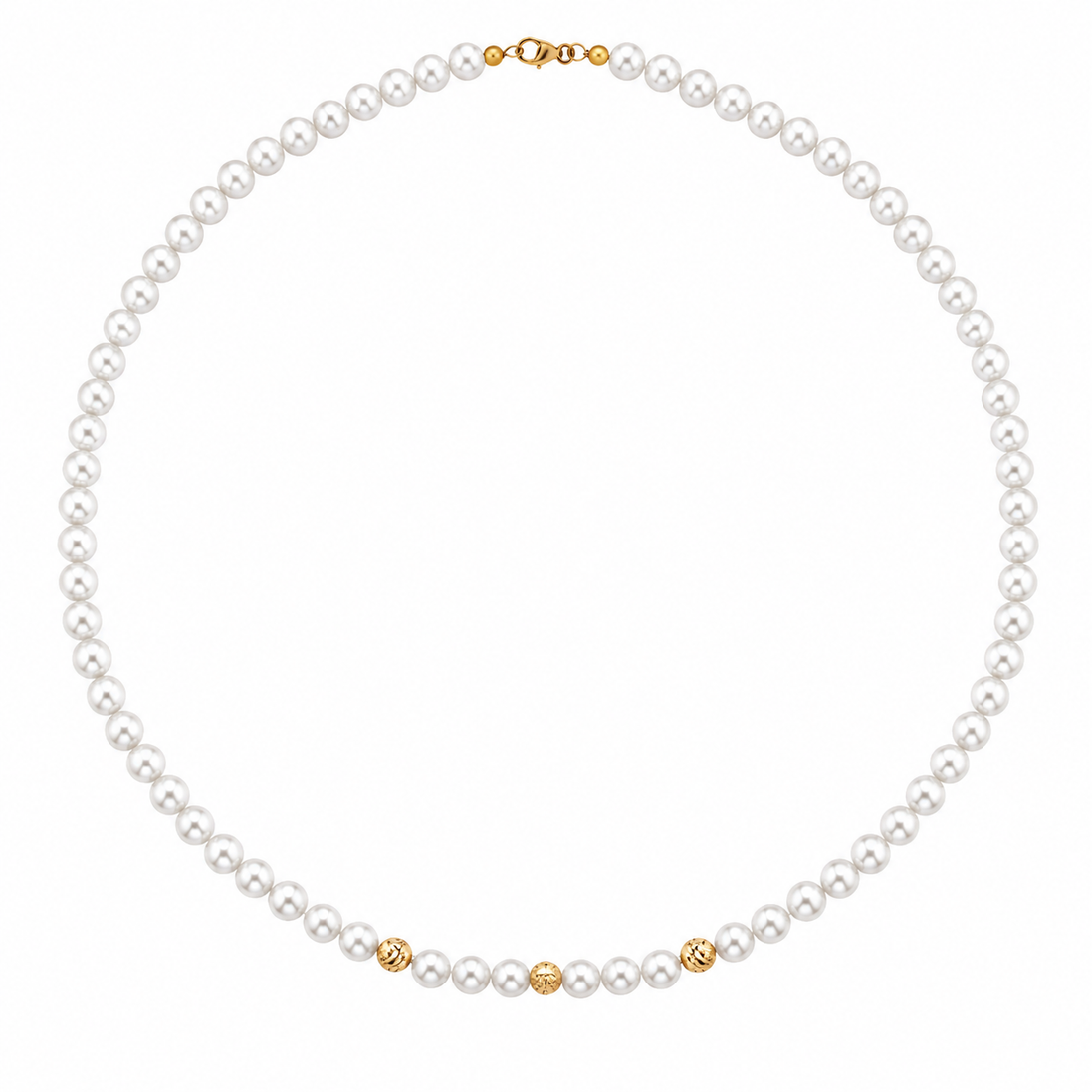 Kioto  - Collana Donna Con Perle E Sfere Sfaccettate In Oro Giallo 18 Kt