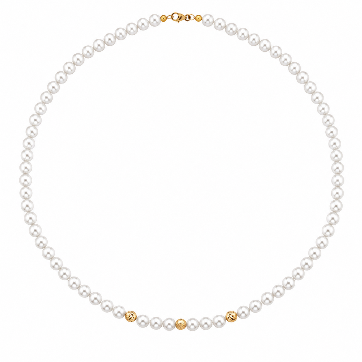 Kioto  - Collana Donna Con Perle E Sfere Sfaccettate In Oro Giallo 18 Kt