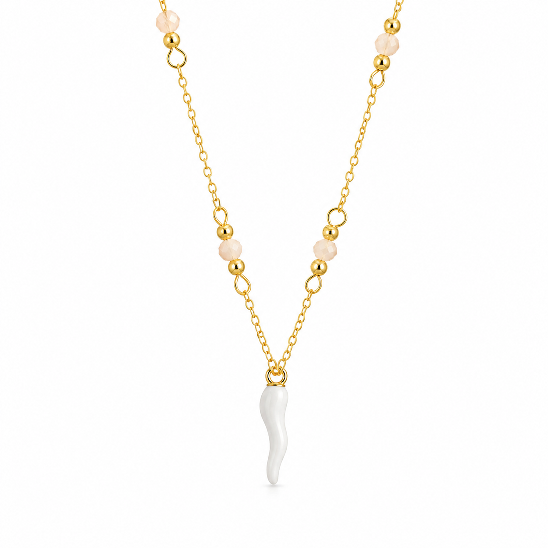 BYSIMON - Collana in Argento 925 con corno bianco