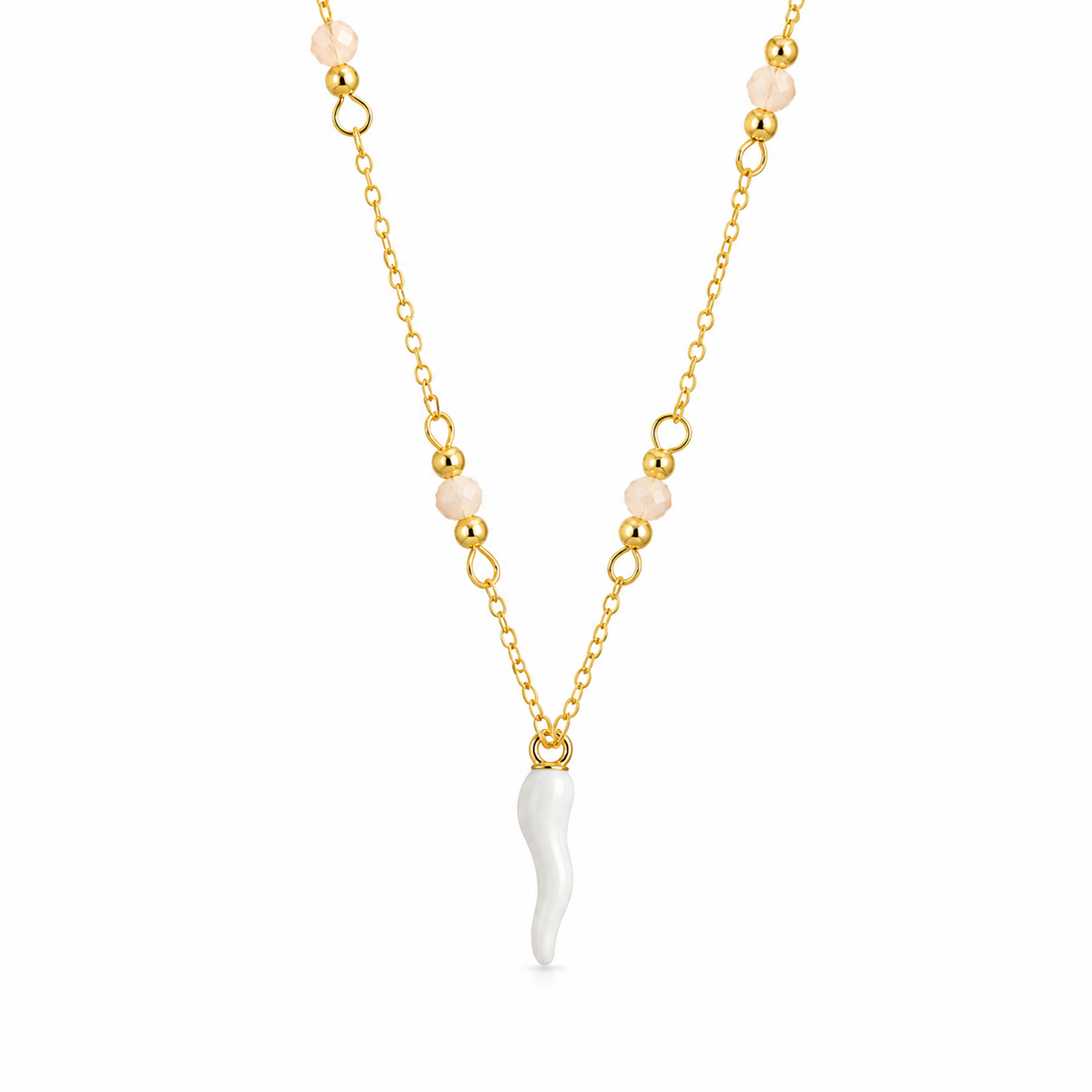 BYSIMON - Collana in Argento 925 con corno bianco