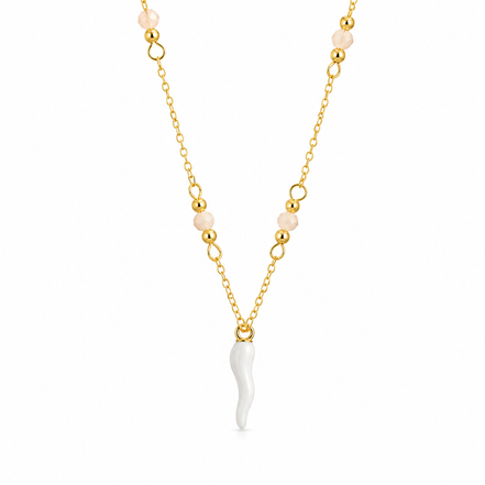 BYSIMON - Collana in Argento 925 con corno bianco