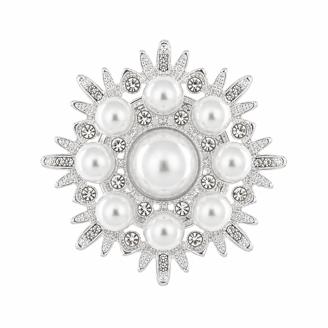 bysimon - Spilla in Metallo fiore bianco con calamita