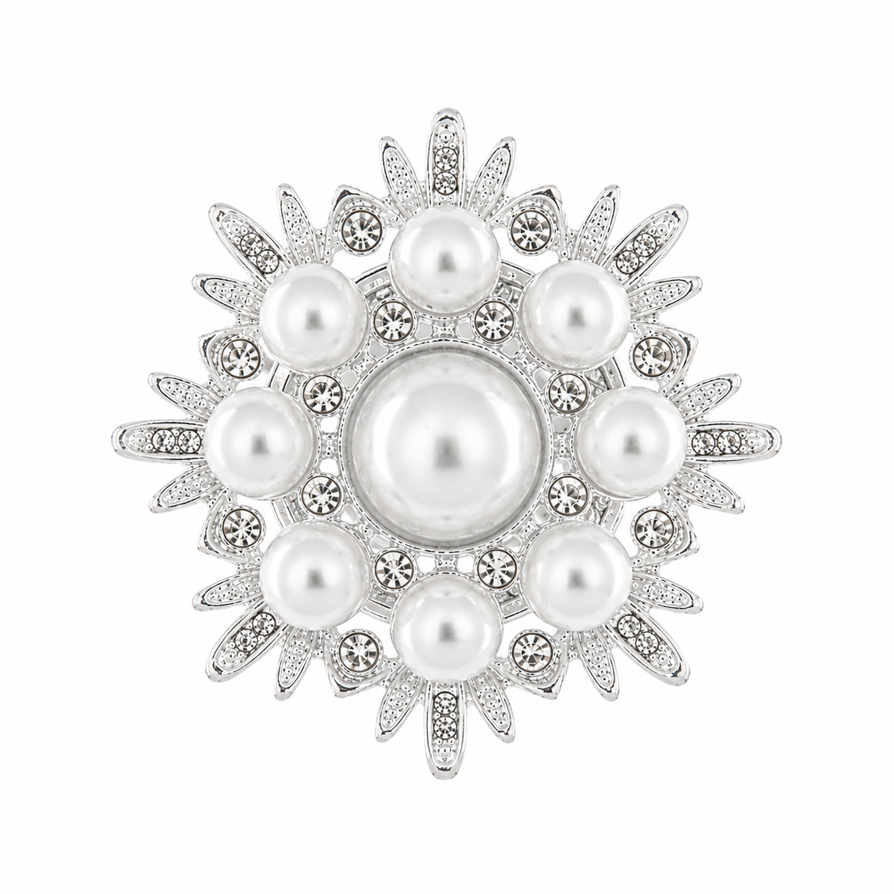 bysimon - Spilla in Metallo fiore bianco con calamita