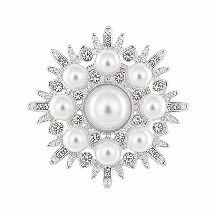 bysimon - Spilla in Metallo fiore bianco con calamita