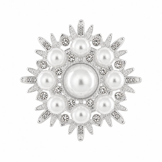 bysimon - Spilla in Metallo fiore bianco con calamita