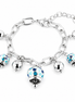 AMO CAPRI - Bracciale in Metallo con campanelle pendenti a trama cuori impreziositi da smalti nelle tonalità delll'azzurro