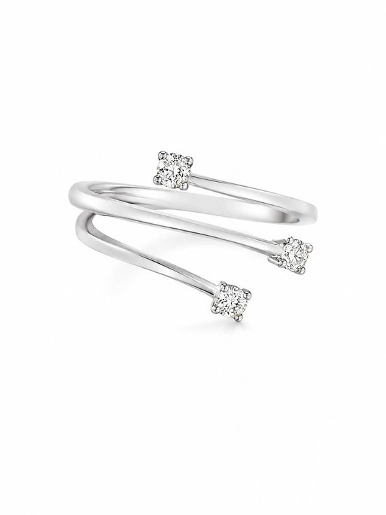 Fico Gioielli - Anello Trilogy Design – Oro Bianco 18 KT con 3 Diamanti Naturali F VS