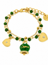 Amo Capri -  Bracciale in Metallo multifilo con campanella e pietre verdi