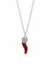 BYSIMON - Collana in Argento 925 con corno rosso e zirconi bianchi