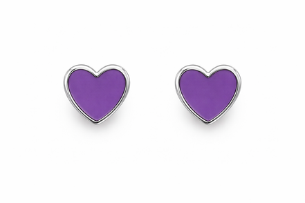 fico gioielli - Orecchini Cuore Smaltati Viola in Argento 925