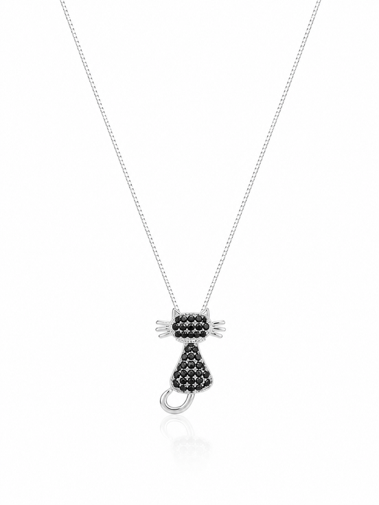 Fico Gioielli - Collana Gattino con Zirconi Neri Argento 925