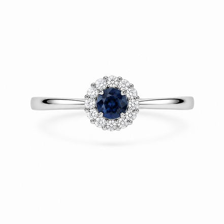 Fico Gioielli - Anello Halo Mini con Zaffiro Naturale e Diamanti