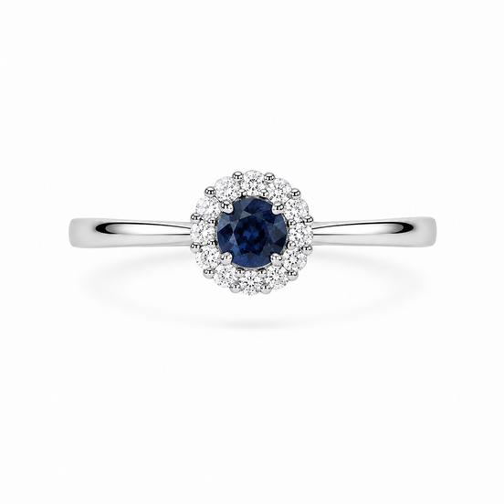 Fico Gioielli - Anello Halo Mini con Zaffiro Naturale e Diamanti