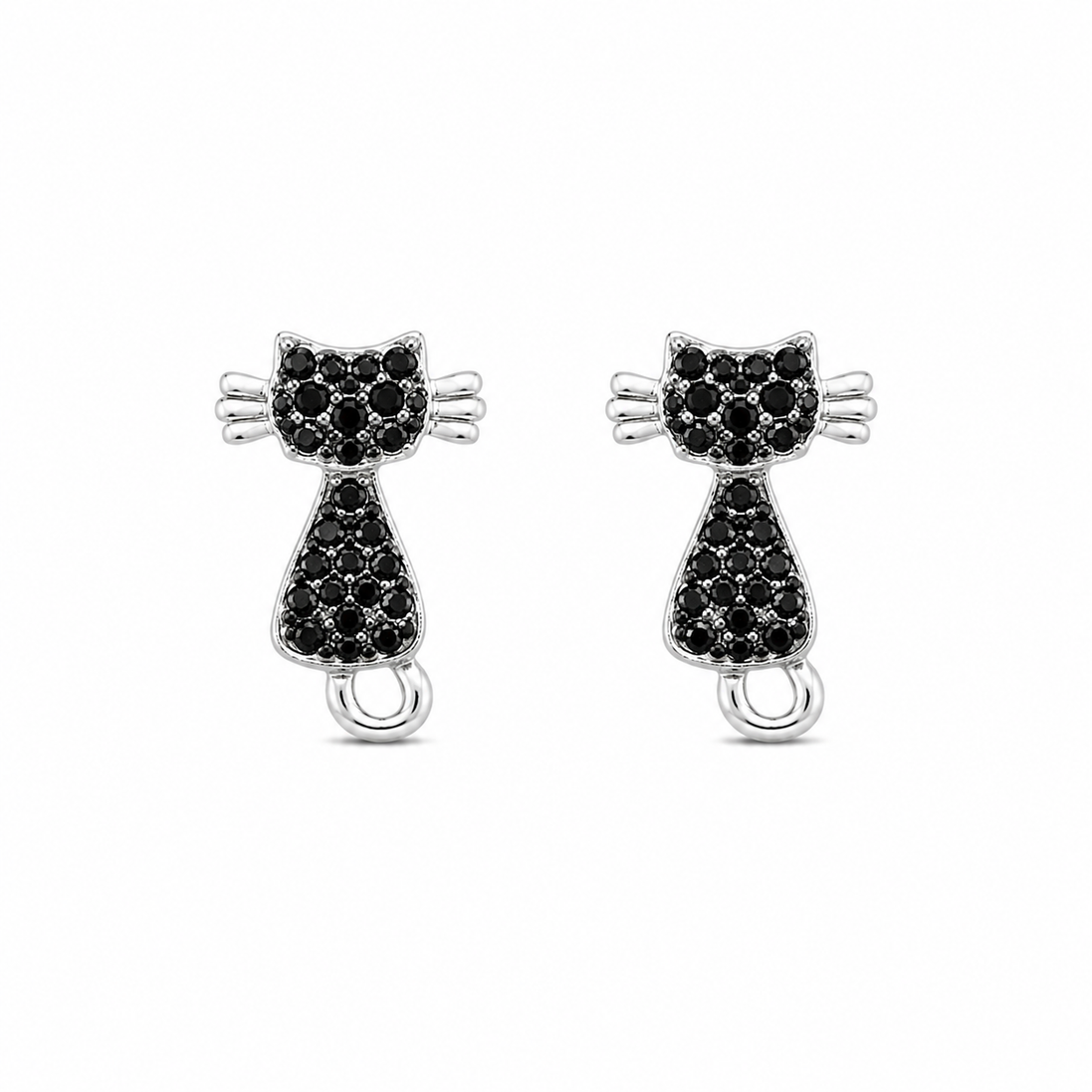 Fico Gioielli - Orecchini Gattino con Zirconi Neri Argento 925