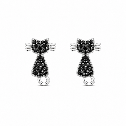 Fico Gioielli - Orecchini Gattino con Zirconi Neri Argento 925