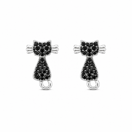 Fico Gioielli - Orecchini Gattino con Zirconi Neri Argento 925