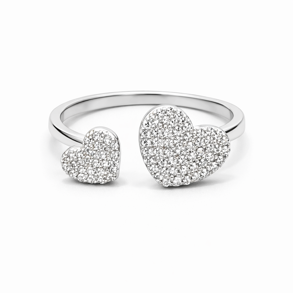 fico gioielli - Anello Cuori in Argento 925 con Zirconi