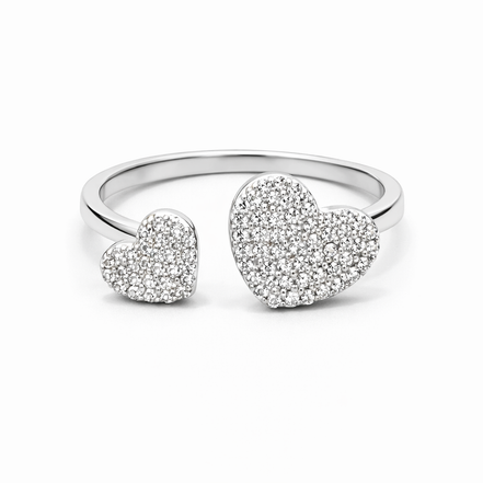 fico gioielli - Anello Cuori in Argento 925 con Zirconi