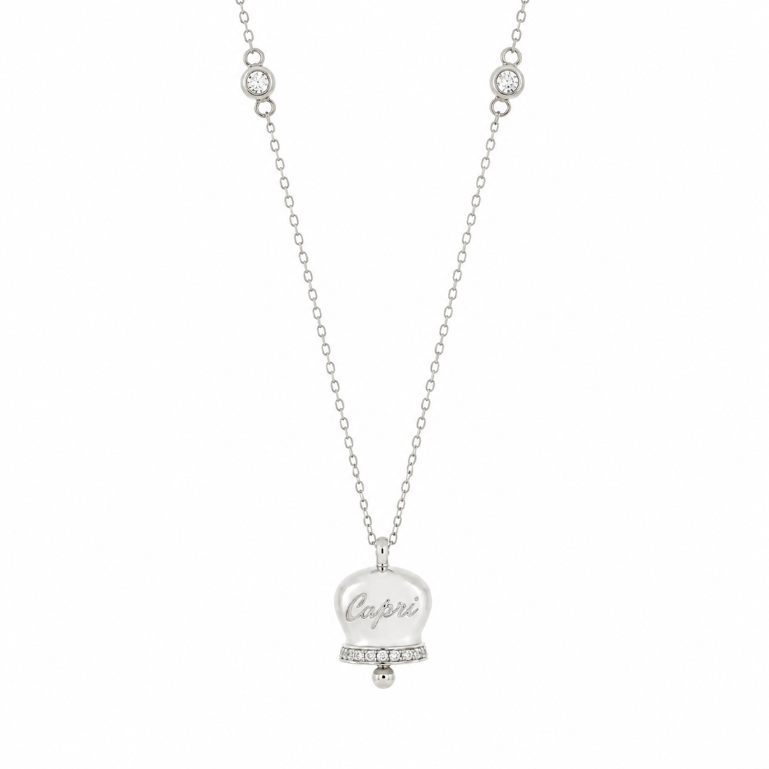 BYSIMON - Collana in Argento 925 con campanella Capri e zirconi