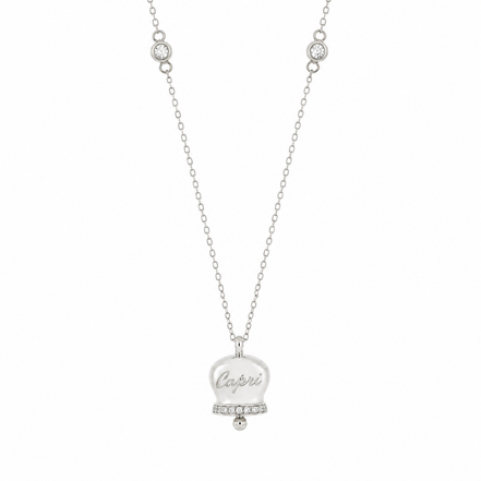 BYSIMON - Collana in Argento 925 con campanella Capri e zirconi