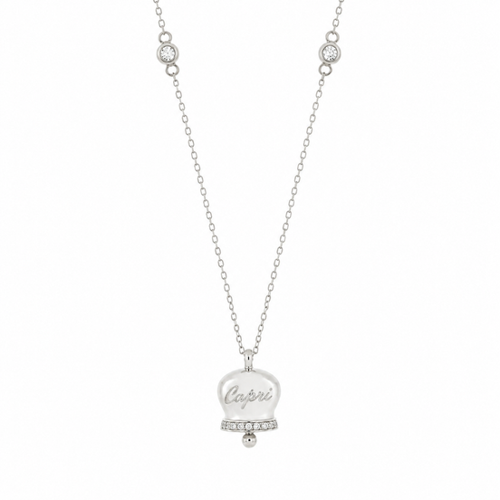 BYSIMON - Collana in Argento 925 con campanella Capri e zirconi