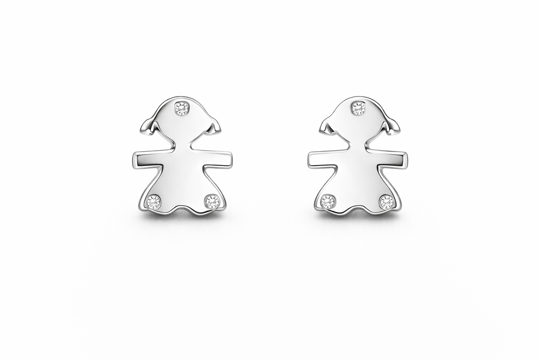 fico gioielli - Orecchini Bimba con Zirconi in Argento 925