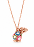 Amo Capri - Collana in Metallo con campanella impreziosita da smalti colorati e piccola campanella traforata a motivo cuori