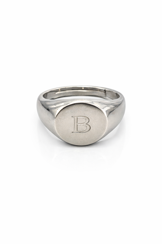 fico gioielli - Anello Sigillo Tondo con Iniziale “B”