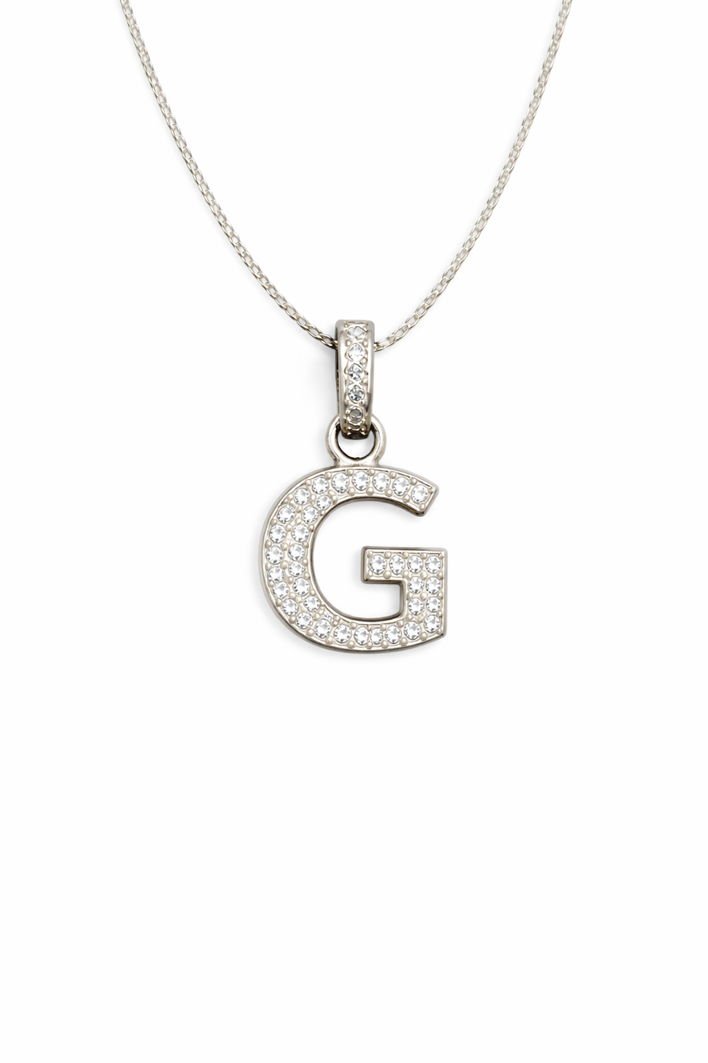 fico gioielli - Collana con Iniziale “G” in Argento con Zirconi
