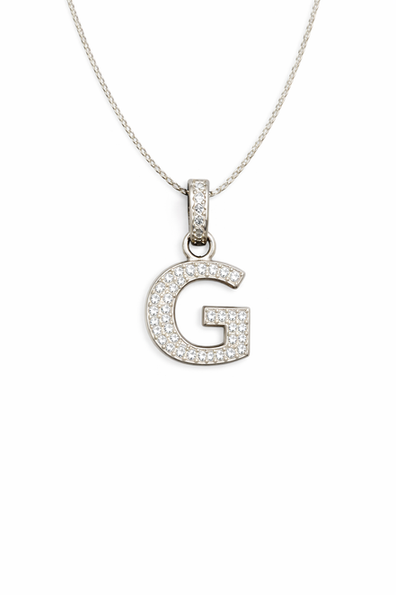 fico gioielli - Collana con Iniziale “G” in Argento con Zirconi