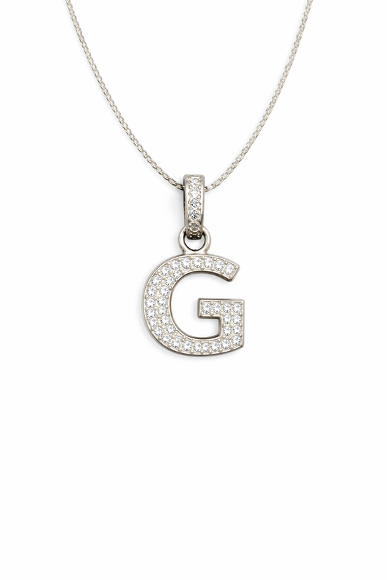 fico gioielli - Collana con Iniziale “G” in Argento con Zirconi
