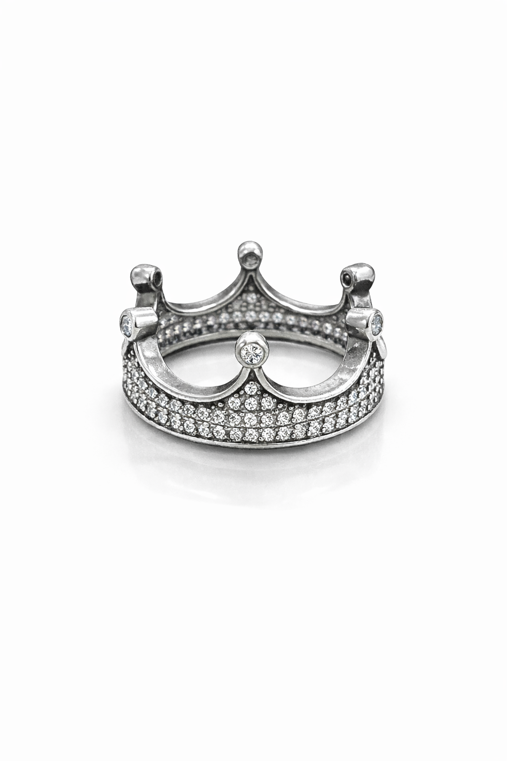 fico gioielli - Anello Corona in Argento 925 con Zirconi Bianchi