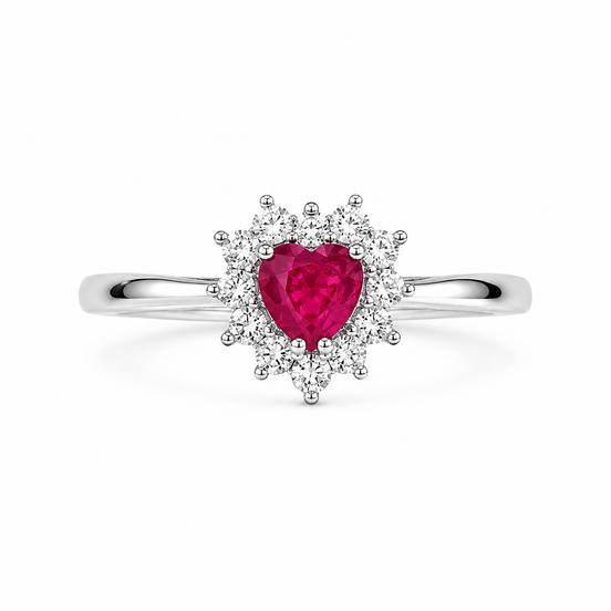 Fico Gioielli - Anello Love Heart con Rubino Naturale e Corona di Diamanti