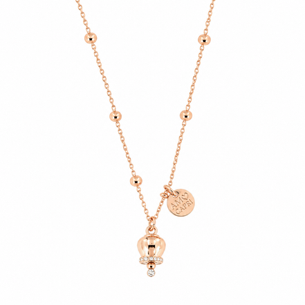 amo capri - Collana in Metallo con campanella portafortuna pendente, impreziosita da cristalli