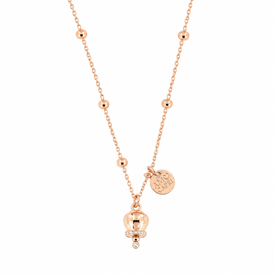 amo capri - Collana in Metallo con campanella portafortuna pendente, impreziosita da cristalli