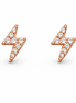 fico gioielli - Orecchini Fulmine con Zirconi in Argento 925 Placcato Oro Rosa