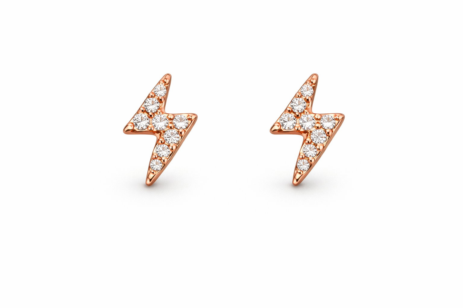 fico gioielli - Orecchini Fulmine con Zirconi in Argento 925 Placcato Oro Rosa