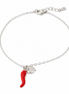 Bysimon - Bracciale in Argento 925 con corno impreziosito da smalto rosso e quadrifoglio portafortuna