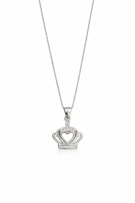 Collana Corona con Cuore in Argento