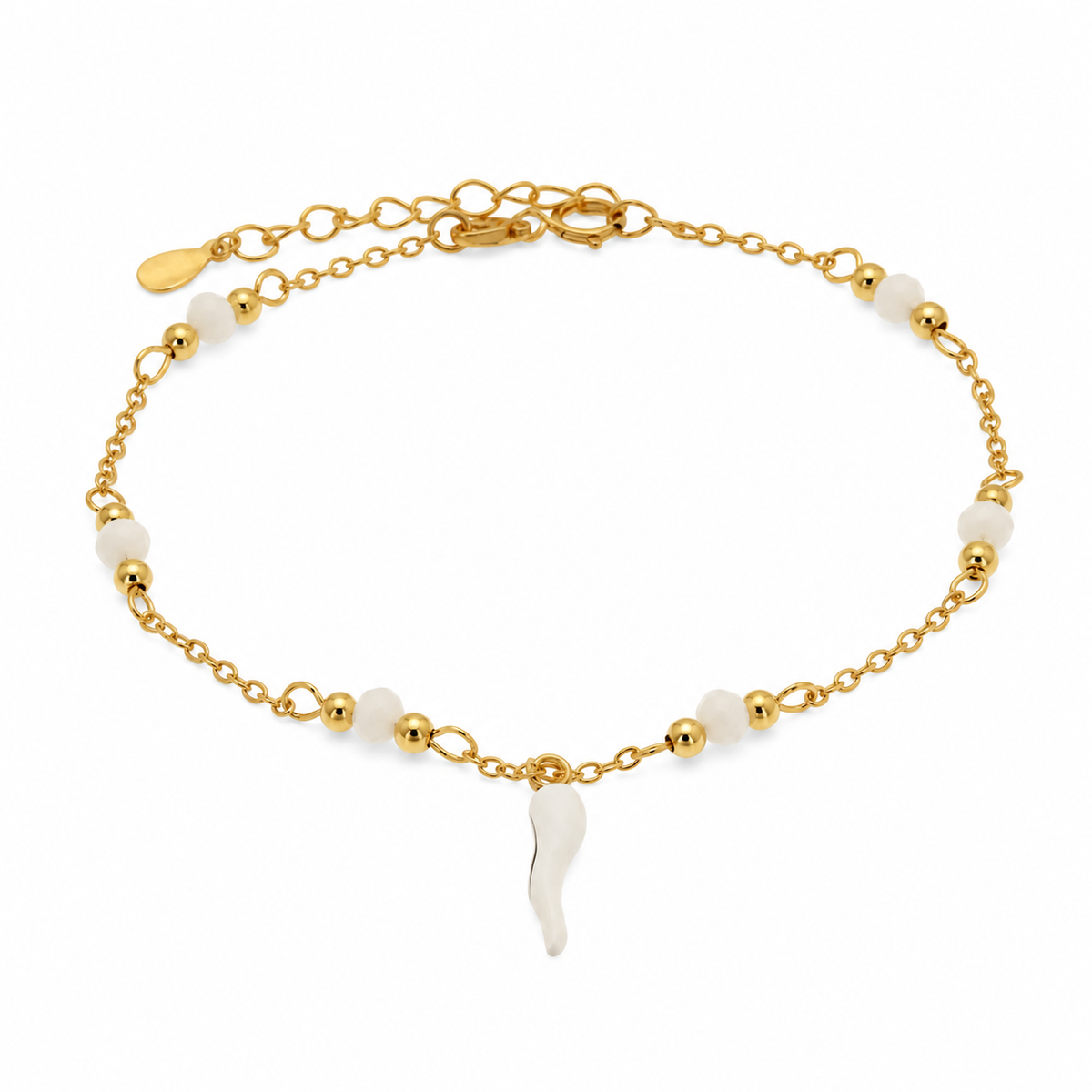 Bysimon - Bracciale in Argento 925 con corno bianco