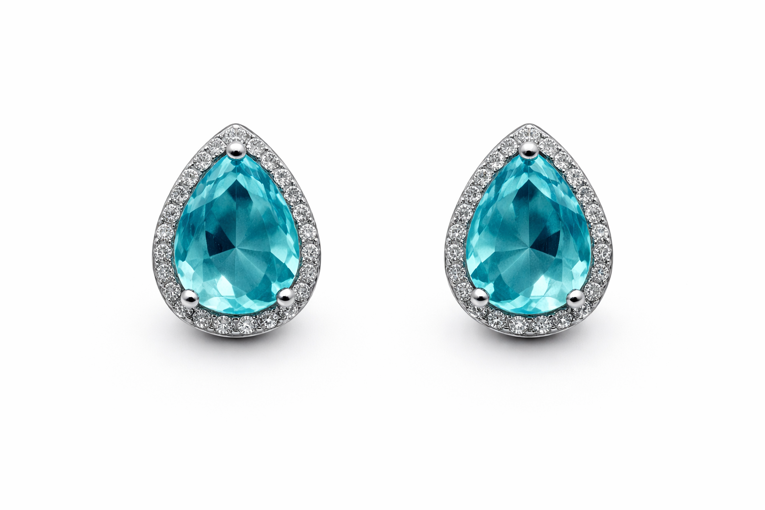 fico gioielli - Orecchini Goccia Azzurra con Zirconi in Argento 925