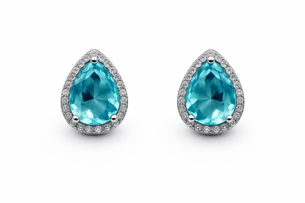 fico gioielli - Orecchini Goccia Azzurra con Zirconi in Argento 925