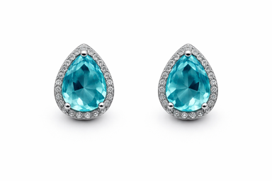 fico gioielli - Orecchini Goccia Azzurra con Zirconi in Argento 925