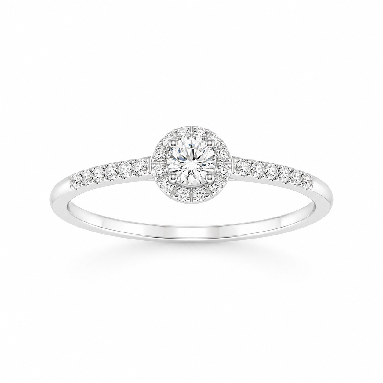 Fico Gioielli - Anello halo in Oro Bianco 18 KT con Diamanti