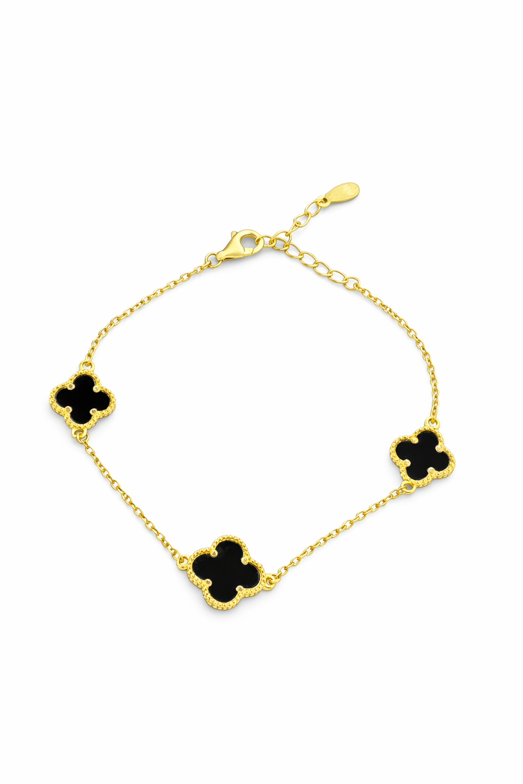 fico gioielli - Bracciale Quadrifoglio in Argento 925 con Pietra Nera