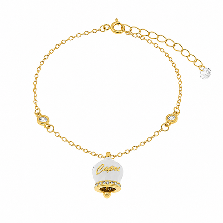 BYSIMON - Bracciale in Argento 925 con campanella bianca Capri e zirconi