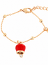 Amo Capri - Bracciale in Metallo con campanella portafortuna pendente, impreziosita da smalto rosso e punto luce