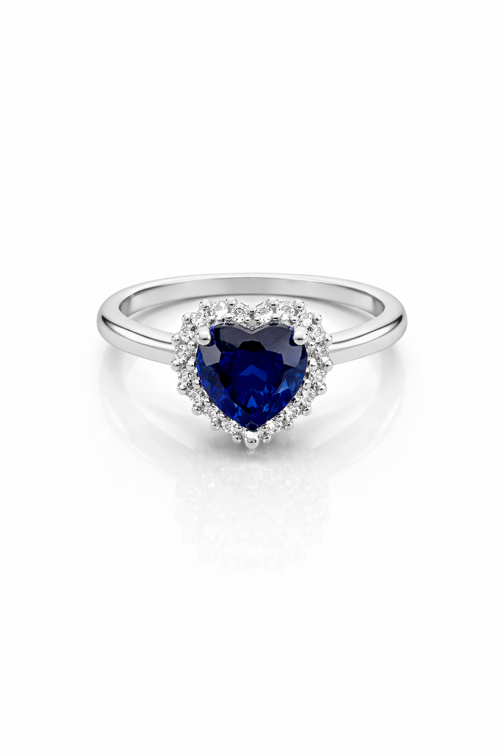 fico gioielli - Anello Cuore Blu Halo in Argento 925