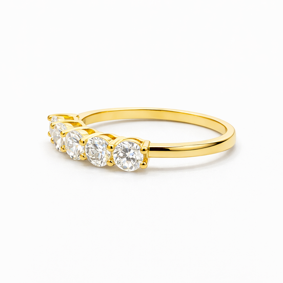 fico gioielli - Anello Veretta in Argento Dorato con Zirconi