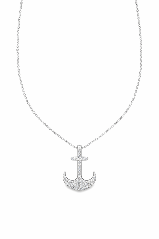 fico gioielli - Collana Ancora in Argento con Zirconi
